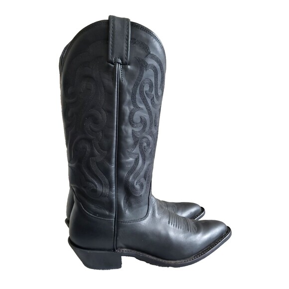 Nocona Women's Black Deertan Leather Western Cowboy Boots Pointed Toe Size 7.5B - Picture 2 of 11